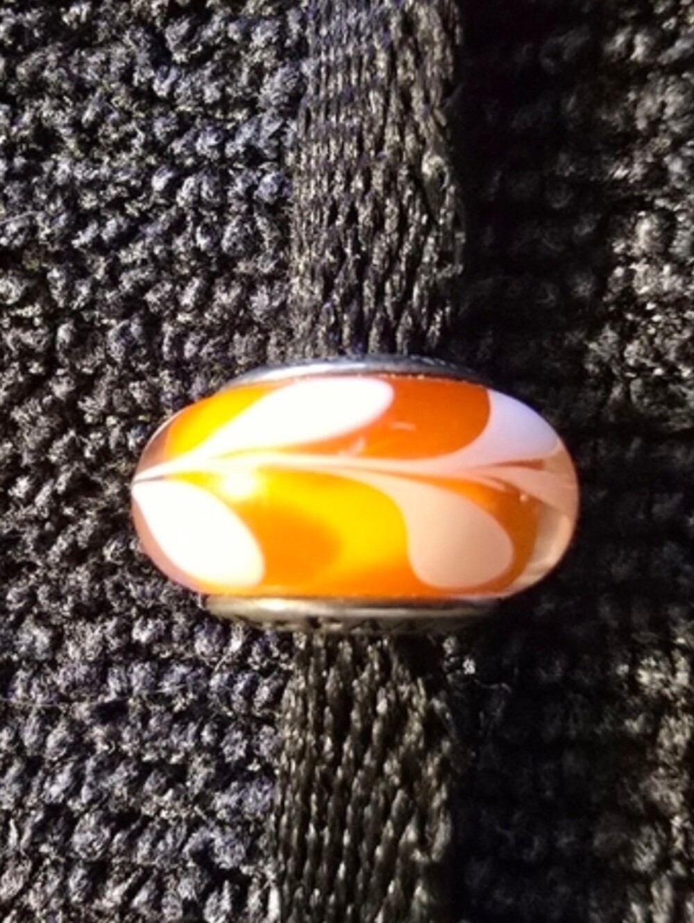 Pandora Swirl Murano Glass Charm - Orange, White & Yellow